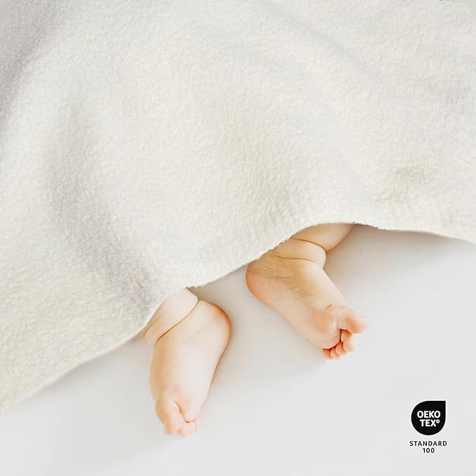 EVERGRACE Soft Plush Baby Blanket for Boys Girls, Double-Sided Fleece Fuzzy Toddler Nursery Blanket Lightweight Warm Cozy Throw Blanket for Baby Crib, Couch, Bed, Ivory White, 50"x60"