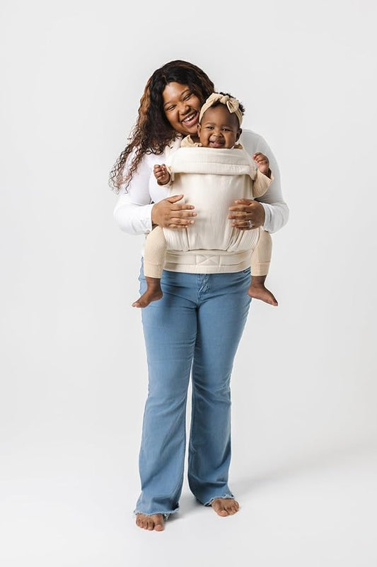 Mabē Monarch Ergonomic Baby Carrier – Premium Cotton Soft Structured Newborn to Toddler Carrier with Hip-Healthy Design, 3 Carry Positions (7-35lbs), Lightweight & Breathable, (Ivory)