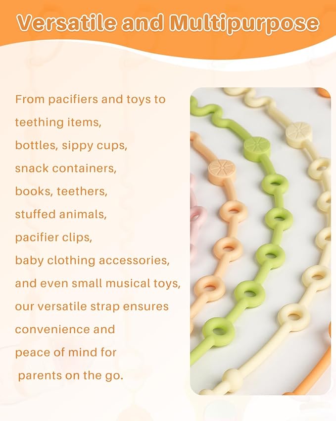 Adjustable Toy Holder for Stroller Accessories, Silicone Baby Tether Pacifier Clip, No Throw Travel Essential Leash for High Chair, Car Seat (4 Pack Macaron)