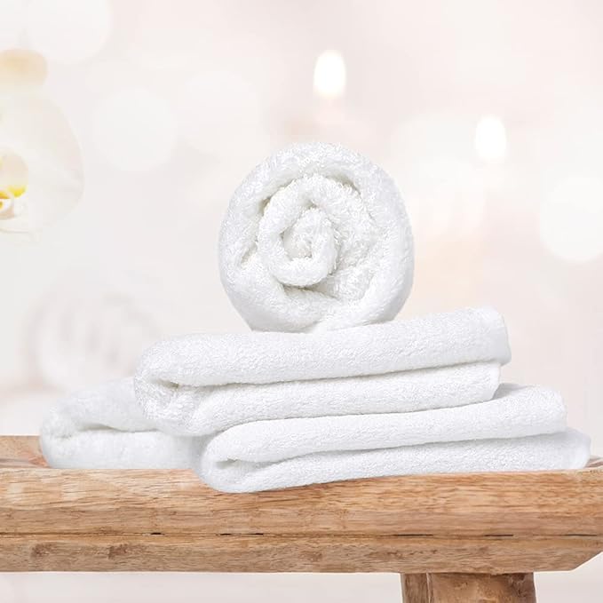 Yoofoss Luxury Washcloths Towel Set 10 Pack Baby Wash Cloth for Bathroom-Hotel-Spa-Kitchen Multi-Purpose Fingertip Towels & Face Cloths - White