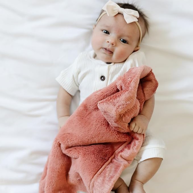 SARANONI Security Blankets for Babies Super Soft Boutique Quality Lush Luxury Baby Blanket (Mini 20" x 15", Clay)