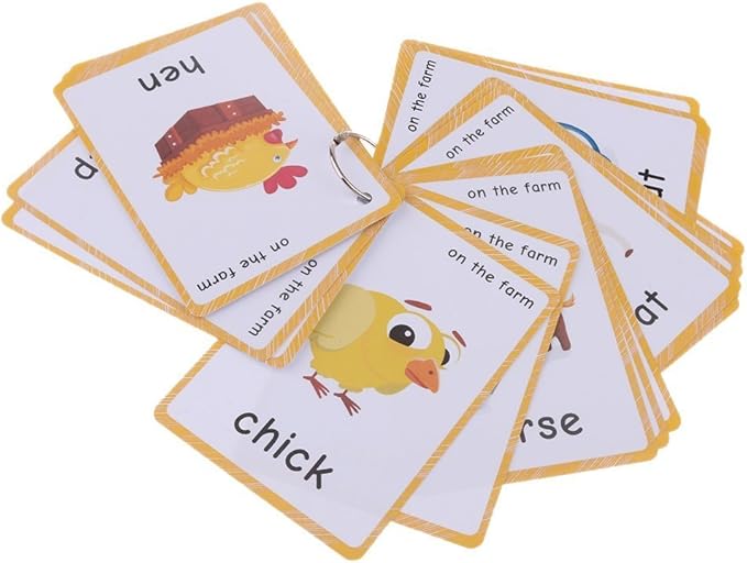 20 pcs Farm Animals Flashcards for Kids | Learning Cards & Montessori Pocket Cards for Pre-K Wall Stickers and Insect Themed Party, Online Classroom | Teacher/Autism Therapists Tools
