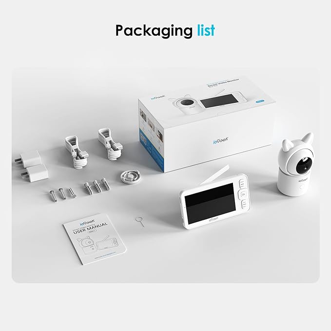 ieGeek Baby Monitor with Camera and Audio,5" Screen,HD Night Vision,2-Way Talk,Motion Detection,Temperature&Humidity Sensor,WiFi Baby Camera Monitor Supports Smartphone App(Upgrade)