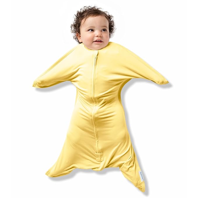 SleepingBaby EverSoft Zipadee-Zip Transition Swaddle - Roomy Wearable Blanket with Two Way Zipper - Viscose from Bamboo - Sunshine, X-Small (3-6 Month)