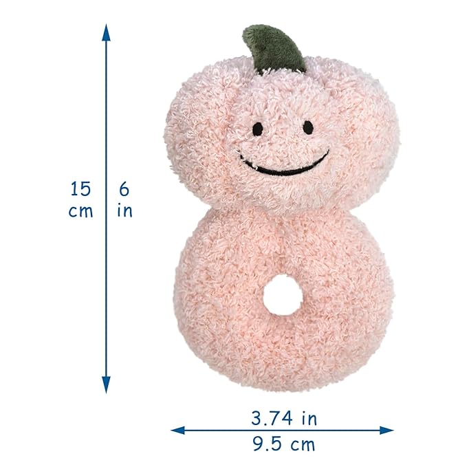Baby Pumpkin Soft Rattle Toy, Plush Pumpkin Infant Shaker Rattle Easy-Grasp Stuffed Animal Toy, Gifts for Newborns Babies Toddlers Boys Girls, Pink, 6 Inches