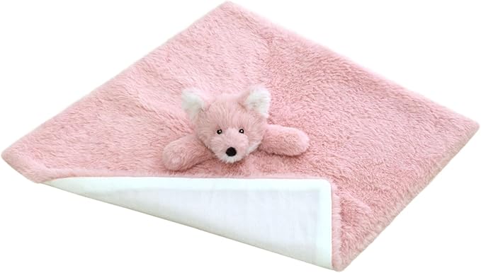 Baby Pink Fox Soft Stuffed Animal Security Blanket, Plush Fox Character Lovey Blanket, Baby Shower/Nursery Gift, Newborn Infant Toddler Snuggle Blankie for Girls Boys, 14 Inches