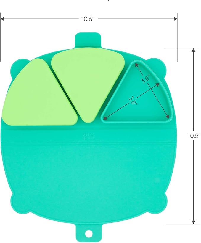 On-The-Go Snack Mat – Baby Silicone Travel Dining Placemat – Portable Silicone Toddler Plate – Reusable Snack Container with 3 Compartments and Lids for 6 Months + (Watermelon)