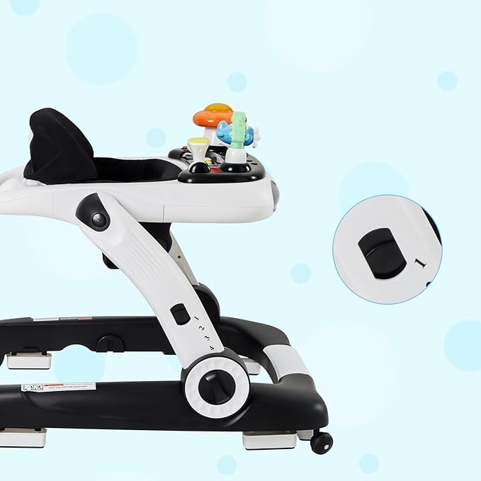 Baby Walker,4-Gear Height Adjustable Baby Walker with Wheels,5 in 1 Baby Activity Center,Music and Lights Bouncer Walker for Baby Boy 6-18 Months,Adjustable Speed Baby Push Walker