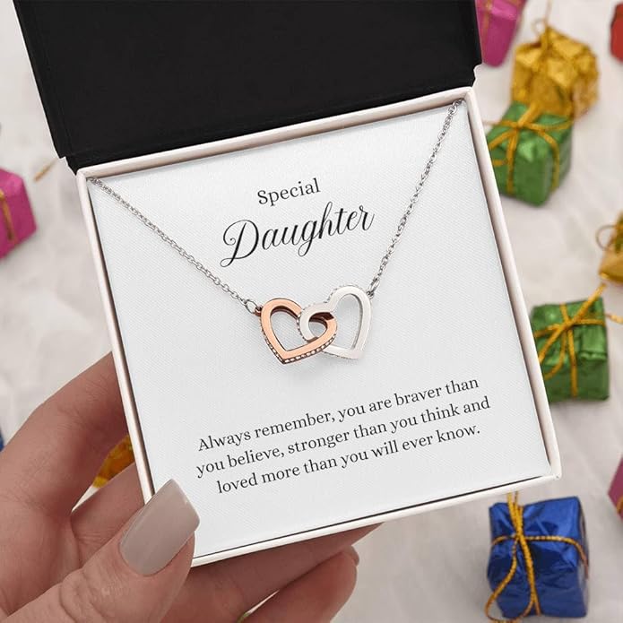 To My Daughter Gift Necklace From Dad or Mom - Badass Daughter Jewelry With Heartfelt Message & Elegant Box