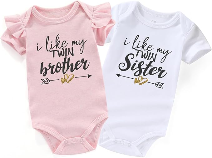 I Like My Twin Brother Sister Newborn Twins Outfits Boy And Girl Baby Items outfits matching