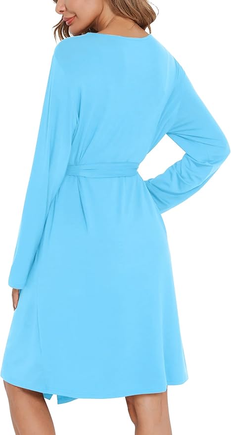 SWOMOG Womens Maternity Robe 2 Piece Nursing Nightgown for Breastfeeding 3 in 1 Labor Delivery Nursing Dress Lace Bathrobe
