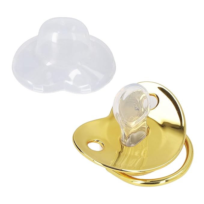 Personalized Golden Letter Baby Pacifier with Bling Design, Clips, Anti-Dust Cover for Newborn Photography, Letter U