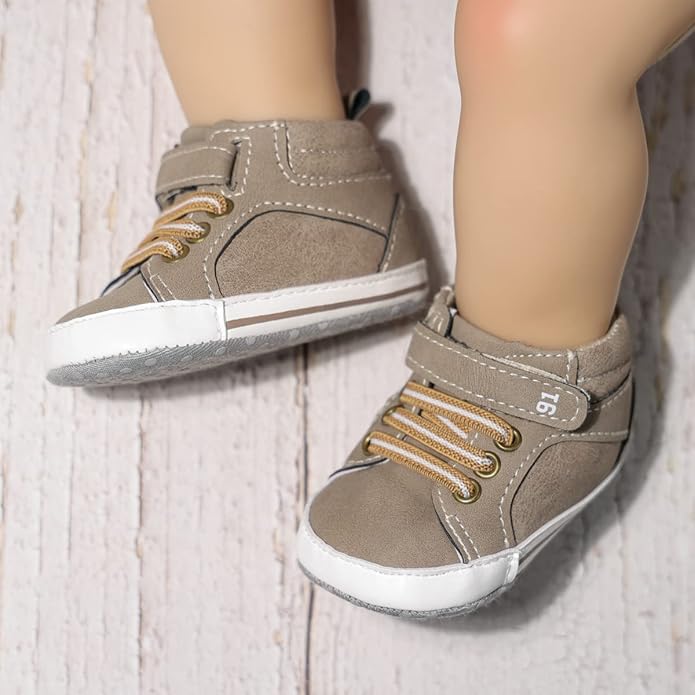 CENCIRILY Baby Boys Girls High Top Sneakers Soft Soles Anti Skid Infant Ankle Shoes Toddler Prewalker First Walking Crib Shoes