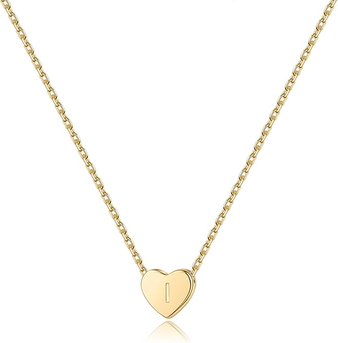 M MOOHAM Heart Initial Necklace Gifts for Girls Women - S925 Sterling Silver Tiny Letter Necklace Birthday Gift for Kids Teen Girl Jewelry