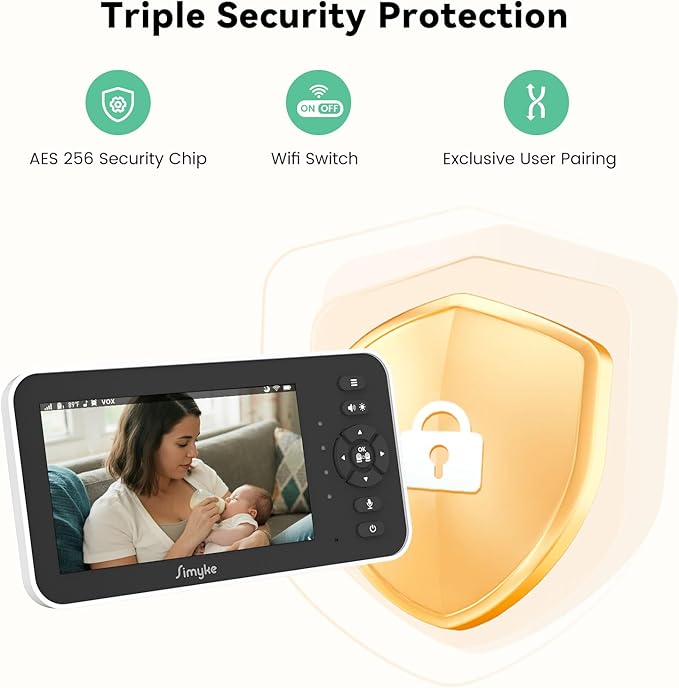 Video Baby Monitor with Camera and Audio,5'' IPS Screen,720P HD,App,Remote Pan/Tilt/Zoom Camera,Lullabies,Feeding Remind,HD Night Vision, VOX,2-Way Talk,Triple Security,1500ft Long Range