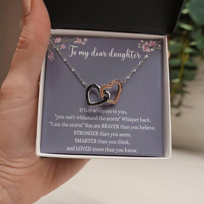 To My Daughter Gift Necklace From Dad or Mom - Badass Daughter Jewelry With Heartfelt Message & Elegant Box
