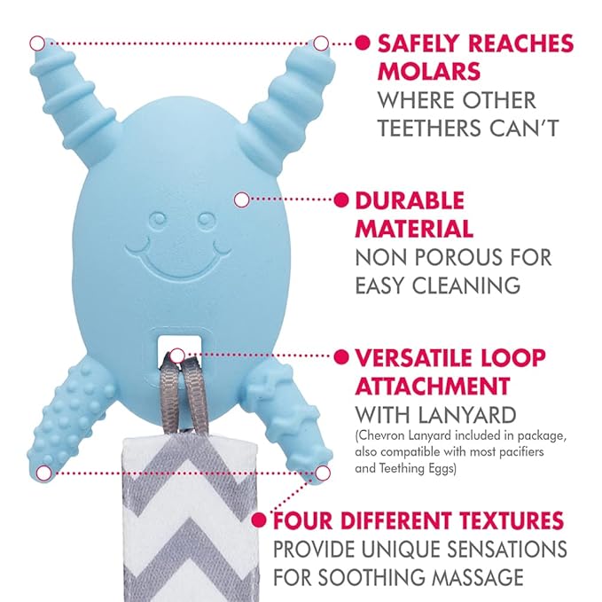The Official Molar Magician Baby Teether - Freezable Molar Teething Toy for Baby, Infant & Toddler - Made in The USA - Sensory Toy 3-12, up to 18 Months, Blue