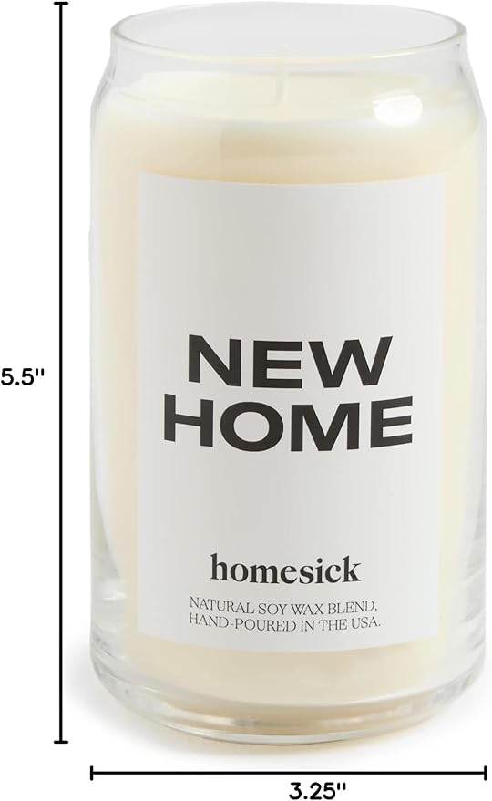 Homesick Scented Candles for Home (New Home) - 13.75 oz Long-Lasting Soy Wax Blend Jar Candle for Housewarming, 60-80 Hours Burn Time - Notes of Jasmine, Cedarwood, Lime, Sandalwood, Oakmoss & Musk