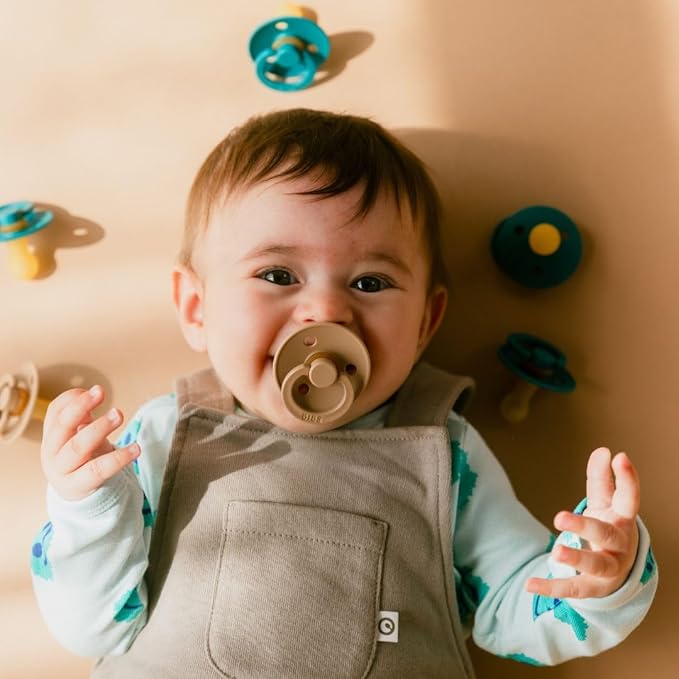 BIBS Pacifiers Colour Collection | Natural Rubber Baby Pacifier | Set of 2 BPA-Free Soothers | Made in Denmark | 0+ Months (Pack of 2) | Baby Blue Night