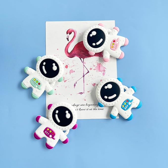 Baby Teething Spaceman Toy for 3+ Months Infants Sucking, Food Grade Silicon Astronaut Styling Teether, BPA Free (Purple)