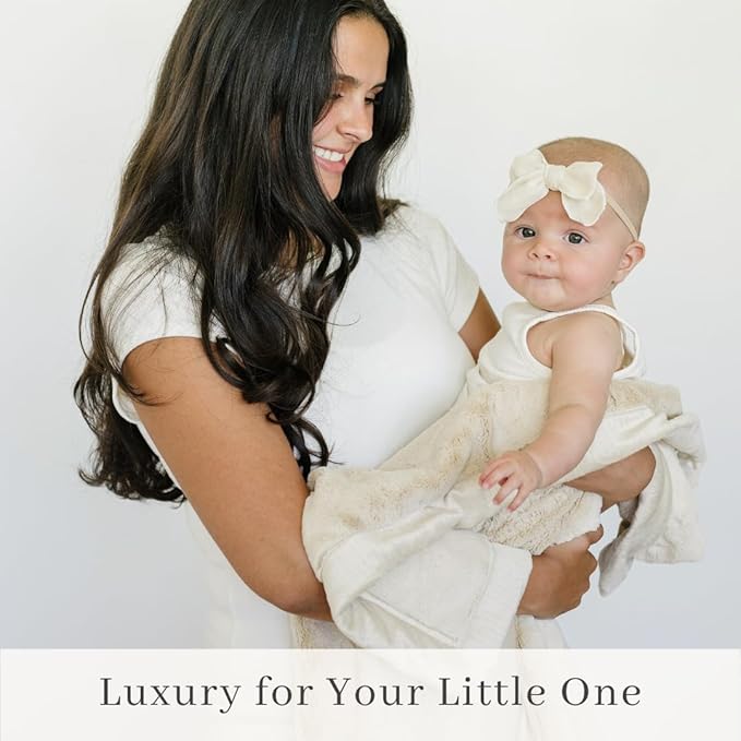 SARANONI Receiving Blankets for Babies Super Soft Boutique Quality Lush Luxury Baby Blanket (Ivory, Receiving Blanket 40" x 30")