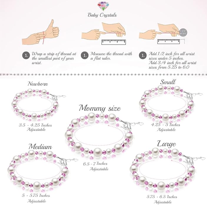 Sterling Silver Initial Charm Personalized Birthstone Bracelets for Girls, Baby Girl, Birthday Gifts for, Newborn, infant, Toddler, Teen, Pearl Bracelet, Birthstone Jewelry Crystals