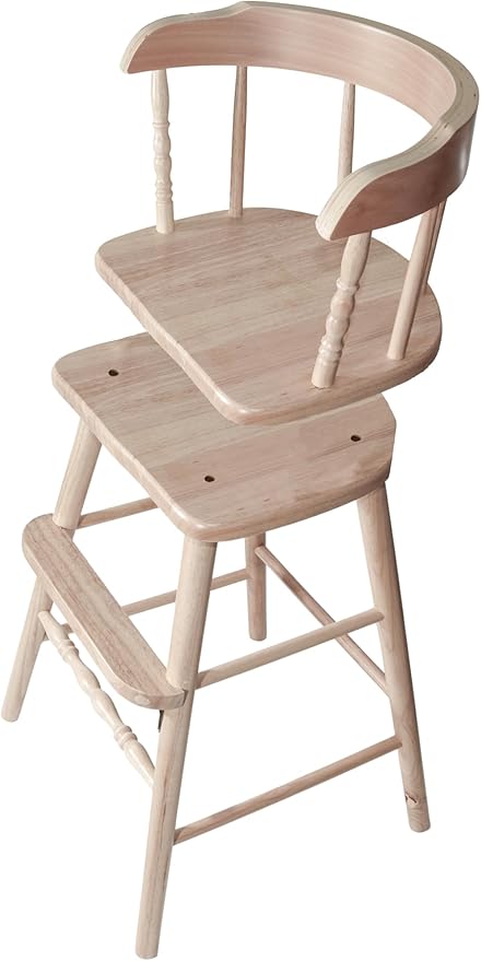 Sargent's Sons Amish Style Wooden Youth Chair, Desk Chair, Youth Dinning Chair with Step & Arms (Natural Unfinished)