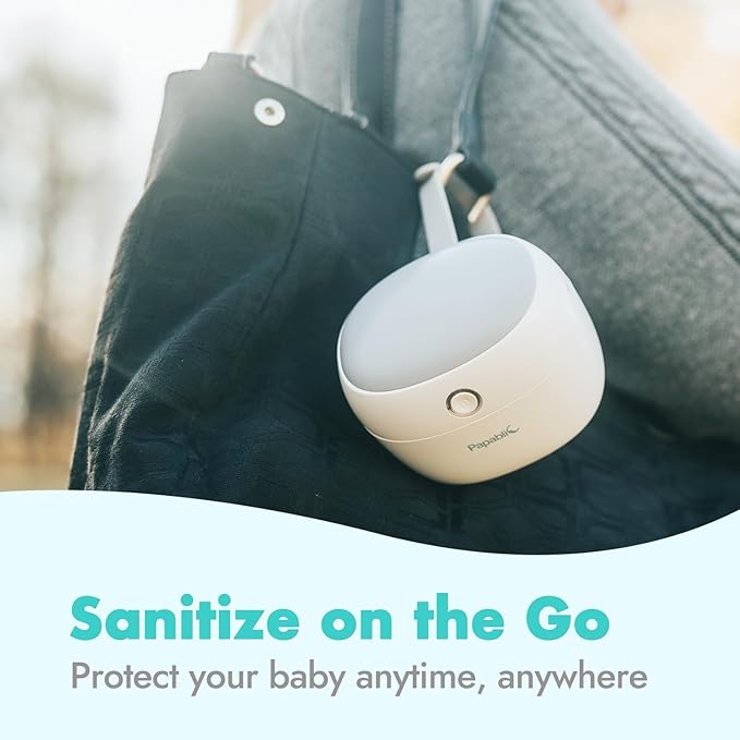 Papablic Portable Pacifier Sanitizer, UV Light Sanitizer Case for Pacifier, USB Rechargeable Mini Pacifier Sanitizer Box, 99.9% Cleaned in 59 Seconds