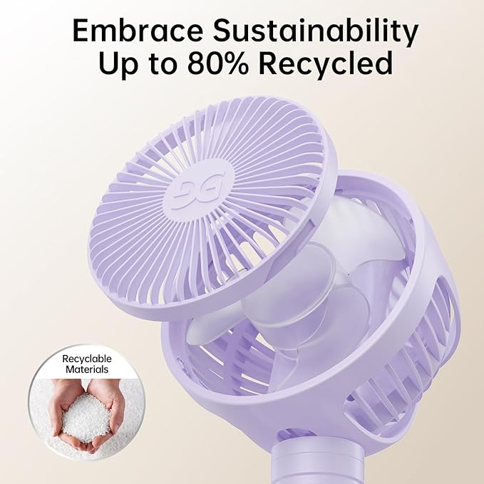 GUSGU Stroller Fan Clip on for Baby, Flexible Tripod & Rechargeable Battery, Small Personal Fan, Mini Portable Fan for Travel, Handheld, Car (Purple)