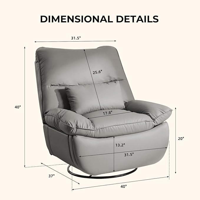 Electric Glider,Power Recliner, Reclining Sofa Chair with USB Ports,Swivel Glider Recliner Chair (Grey)