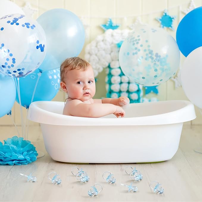 Jetec 48 Pieces 2.5 Inch Acrylic Baby Pacifiers Gender Reveal Party Decorations for DIY Baby Shower Birthday Party Favors(Blue)