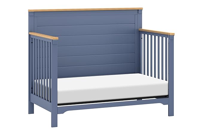 DaVinci Shea 4-in-1 Convertible Crib in Cove Blue and Honey, GREENGUARD Gold Certified