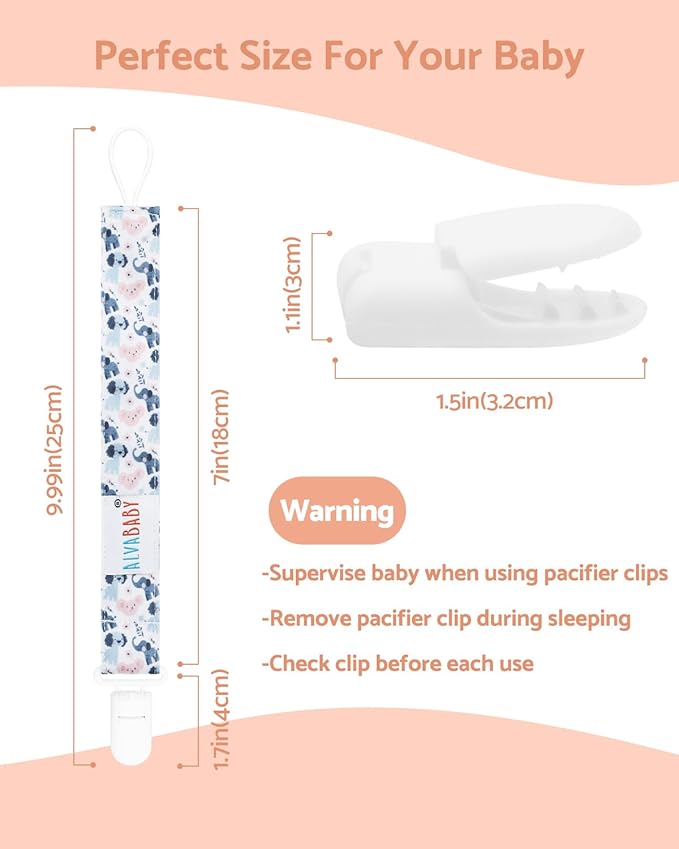 ALVABABY Baby Pacifier Clips for Boys Girls Pacifier Universal Holder Leash Pacifier Clip Binky Holder for Teether Toys Soothie 6 Packs 6DP01