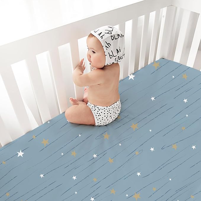 Little Grape Land Toddler Sheets 4 Pack – Baby Crib Sheets Fitted for Boys Girls, Standard Size 28x52‘’ Crib Mattress, Super Soft Breathable Washable Microfiber Starry Galaxy