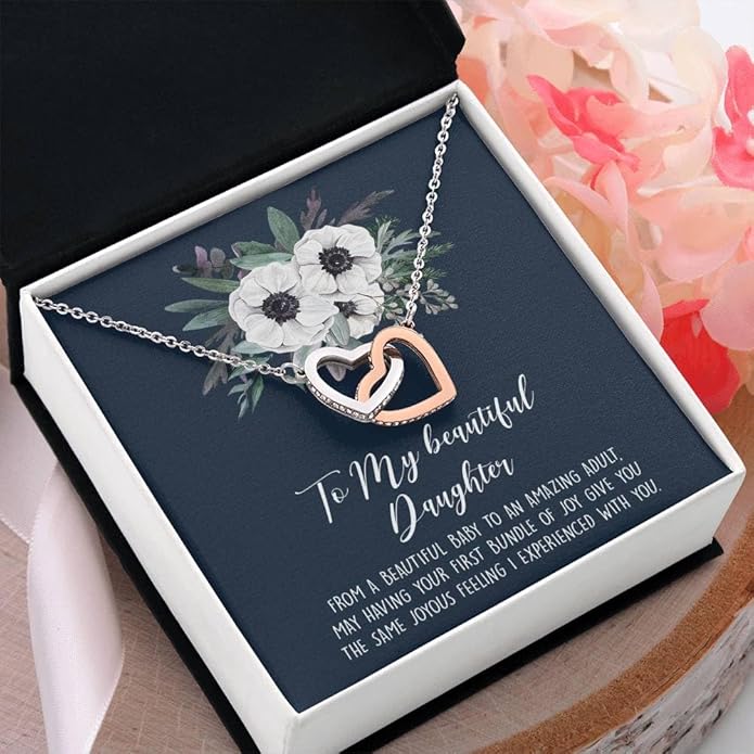 To My Daughter Gift Necklace From Dad or Mom - Badass Daughter Jewelry With Heartfelt Message & Elegant Box