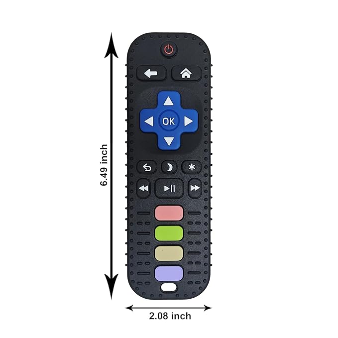 Teething Toys, Food Grade Silicone Teether for Babies 3 6 12 18 Months, TV Remote Control Shaped Baby Teether Toys Chew Toys for Infants, BPA Free, for Baby Gum Relief