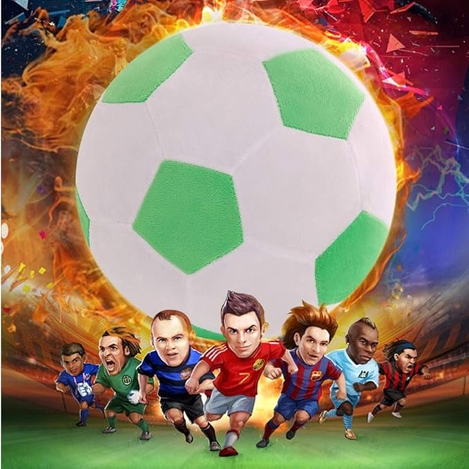 Plush Soccer Balls - Fluffy Stuffed Toy Soccer Ball Plush Pillow Soft Durable Stuff Soccerball Gift for Kids Boy Baby (Green - White,17.7inch/45cm)