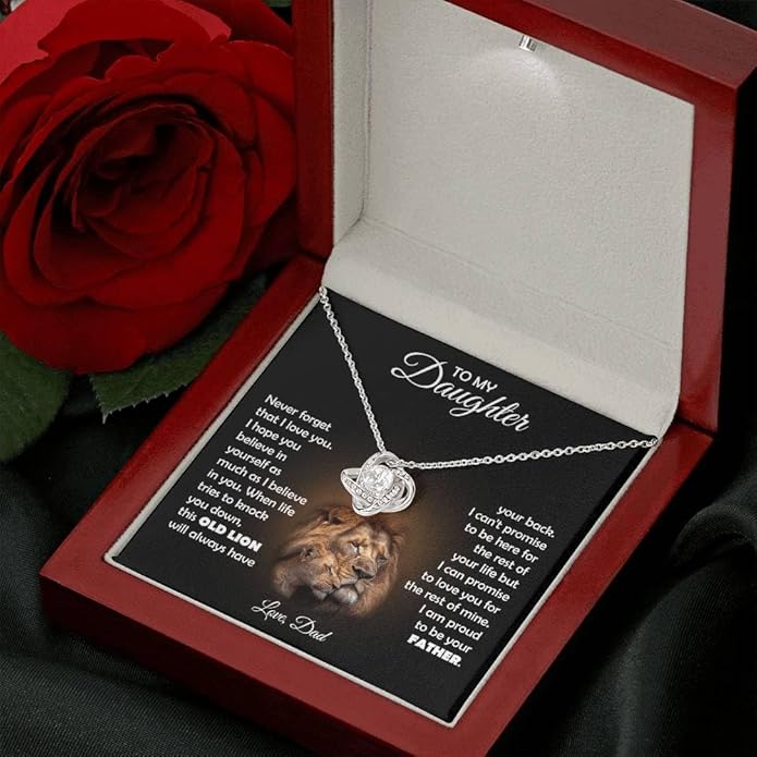 To My Beautiful Daughter Necklace from Mom & Dad | Cubic Zirconia Pendant with Heartfelt Message Card & Gift Box | Daughter Birthday, Graduation, Christmas Jewelry Gift from Parents