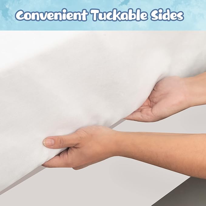 OUTCREATOR® Saddle Style Bed Pad with Tuck-in Sides, 34" x 76" Reusable Incontinence Underpad, Absorbent Waterproof Washable Quilted Tuckable Mattress Protector for Adults, Elderly, Kids, Pets (Blue)