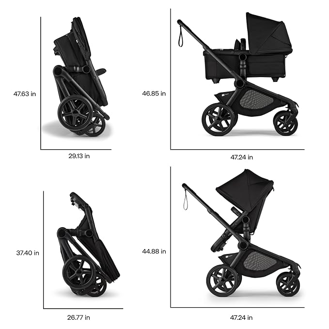 Bugaboo Kangaroo All-Terrain Single-to-Double Tandem Stroller for Infant and Toddler, for Up to Three Kids, XL Wheels, One-Hand Operation, Large Bassinet, XL Underseat Storage (Misty White)