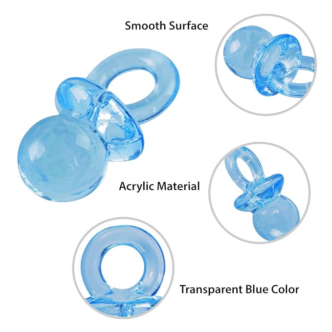 Super Z Outlet Mini Acrylic Baby Pacifiers for Baby Shower Decorations, Table Scatter, Party Favors, Games & Activities - 144 Pieces(Blue)