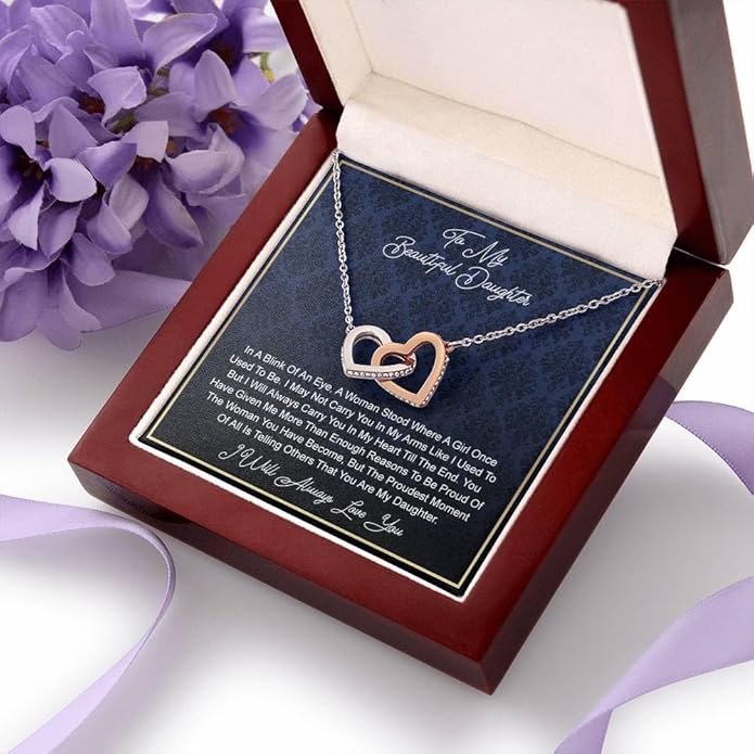 To My Daughter Gift Necklace From Dad or Mom - Badass Daughter Jewelry With Heartfelt Message & Elegant Box