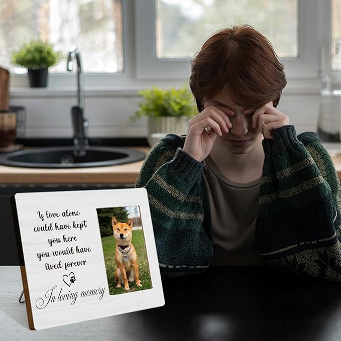 Pet Dog Memorial Picture Frame for Dogs That Passed Goodbye Gifts for Someone Who Lost a Dog It Love Alone Could Have Kept You Here Photo Frame Table Desk Decor for Home Livingroom Bedroom