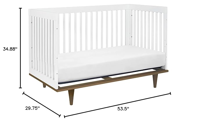 DaVinci Marley 3-in-1 Convertible Baby Crib - GREENGUARD Gold Certified Convertible White Finish & Walnut Legs Baby Crib to Toddler Bed, Daybed - Easy to Assemble - with 4 Adjustable Mattress Heights