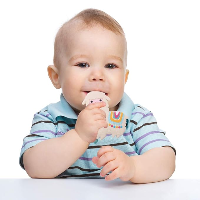 Baby Llama Silicone Teether,Sensory Chew Toys,BPA Free Soft and Effective Infant Teething Pain Relief Toys,Freezer Safe,Food Grade Silicone,Best Shower Gift for Boys and Girls (Yellow)