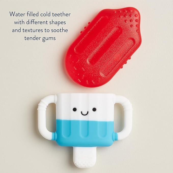Itzy Ritzy Cold Teether - Itzy Cool Teether with Handles & Removable, Textured Teething Toy (Hero Pop)