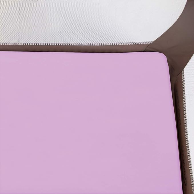 Biloban Pack and Play Sheets Fitted, 2 Pack Pack and Play Sheet Fits for Graco Pack n Play Mattress, Neutral Playard Sheets for Baby Boys and Girl, Pink & Violet, 38”X 26”