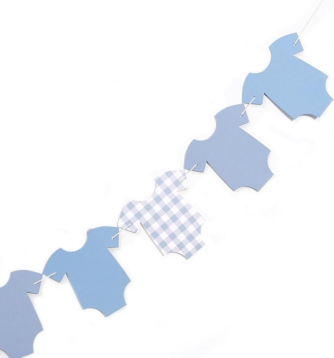 Blue Bodysuit Banner - Blue Gingham Banner,Baby Shower Decoration,Blue Baby Shower Bunting,Girl Boy Baby Shower Decor (bule)