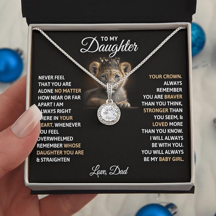 To My Beautiful Daughter Necklace from Mom & Dad | Cubic Zirconia Pendant with Heartfelt Message Card & Gift Box | Daughter Birthday, Graduation, Christmas Jewelry Gift from Parents