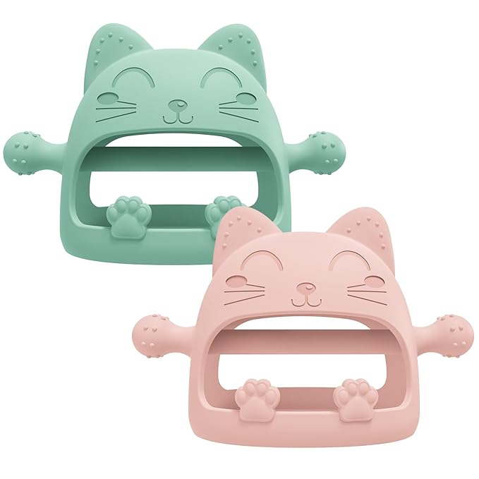 2 Pack Baby Teether Toys - Silicone Chew Toys for 0-6 Months, Never Drop Pacifiers for Teething Relief - Ideal Baby Shower Gifts